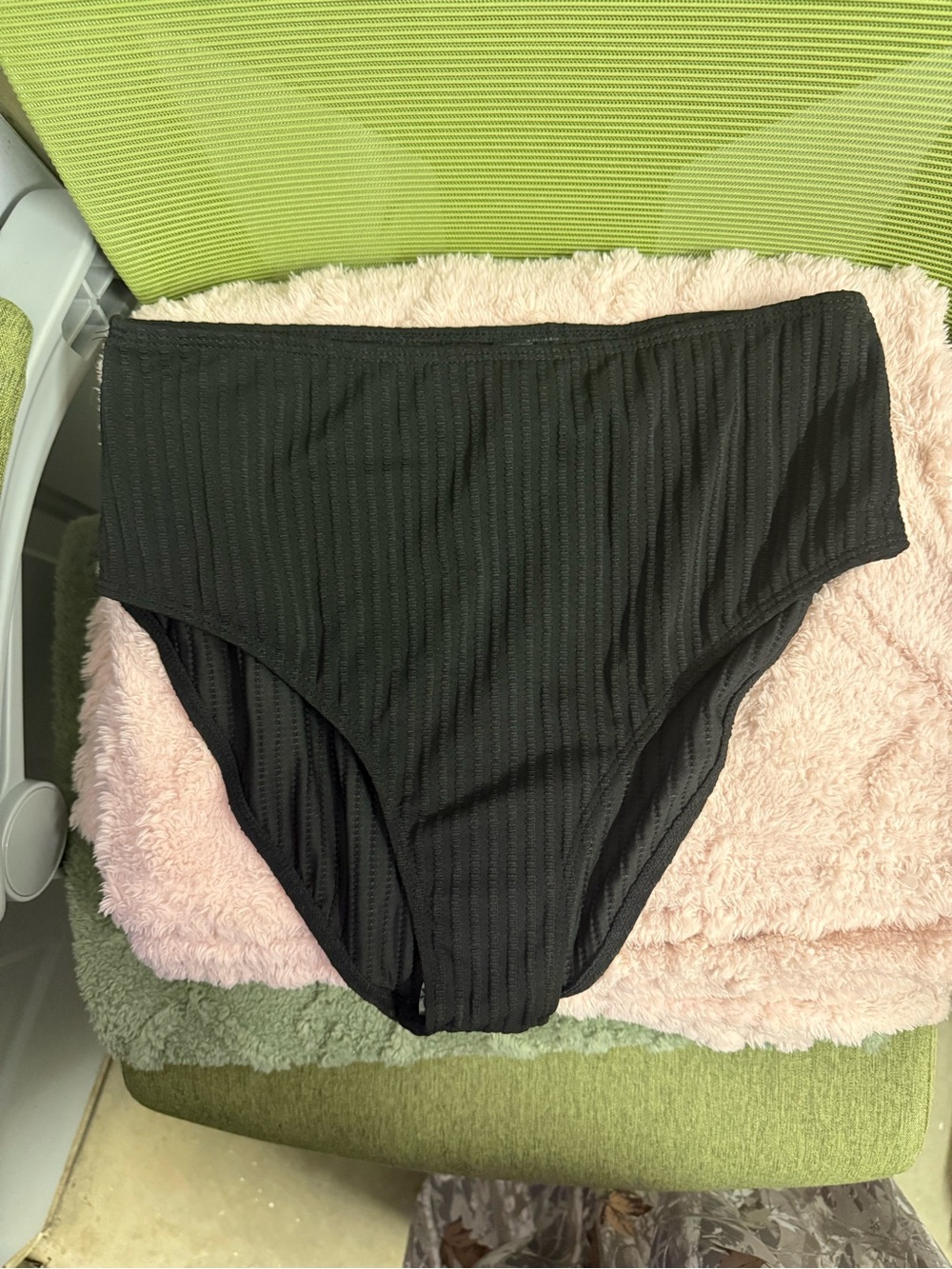 SHEIN Black Ribbed High-Waist Bikini Bottoms